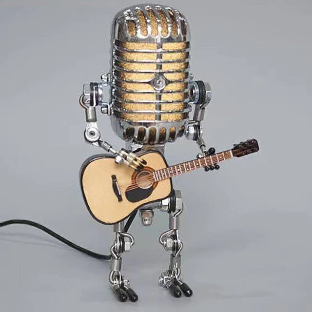 Vintage Guitar Playing Microphone Robot Lamp