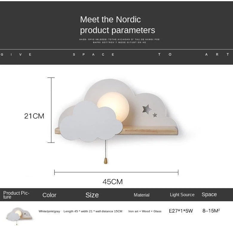 Nordic Kids Cloud Sky LED Wall Lamp