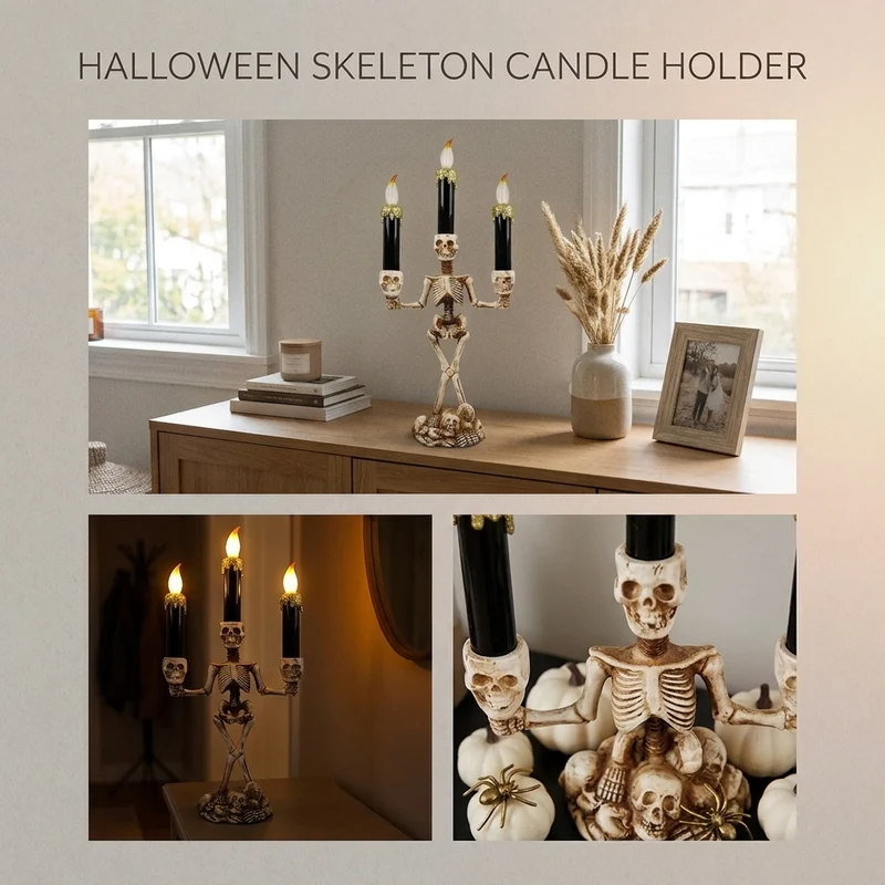 Scary Skeleton Halloween Candle Lights