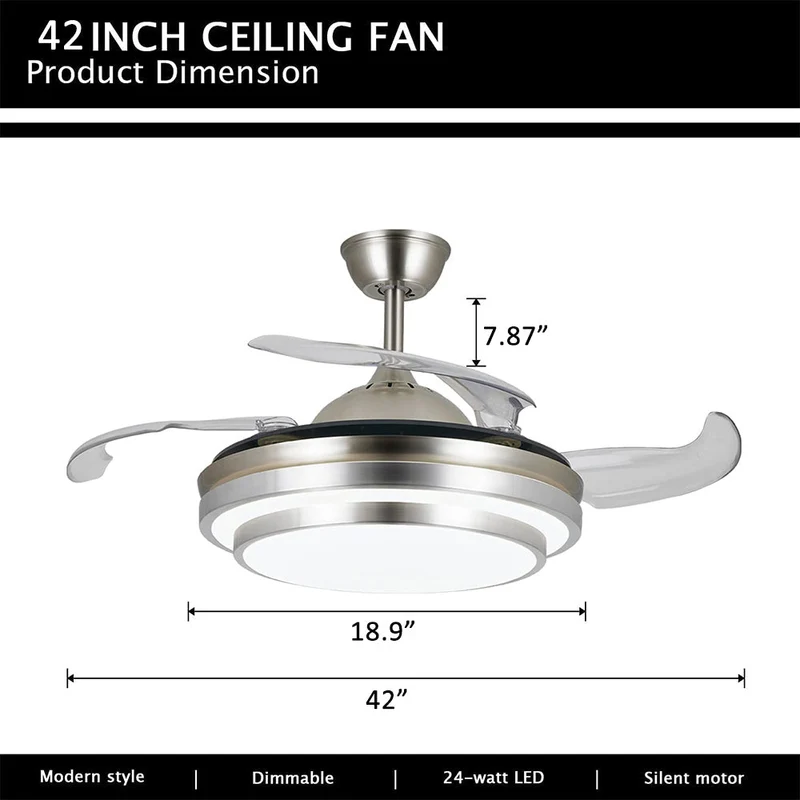 Modern Remote Controlled LED Ceiling Fan Lamp