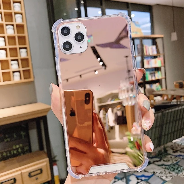 Luxury Clear Makeup Mirror Phone Case For iphone 11 Pro XS MAX XR X Soft Silicone Cover For iphone 7 8 6S 6 Plus Shockproof Case