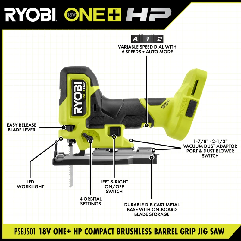 18V ONE+ HP Compact Brushless Barrel Grip Jig Saw