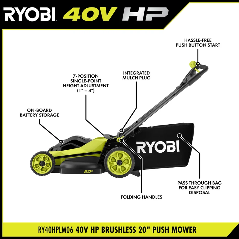 40V HP Brushless 20" Push Mower