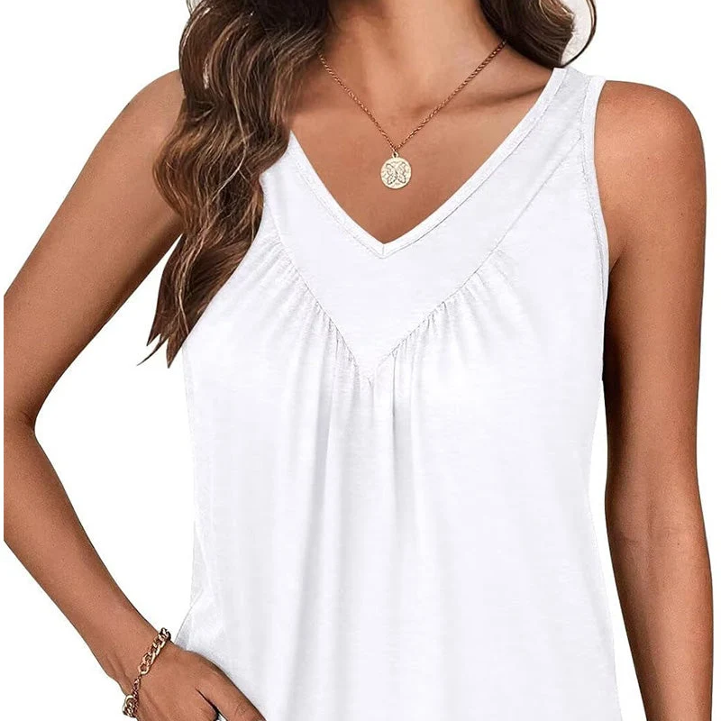 👚Camiseta sin mangas con cuello en V para mujer-ES