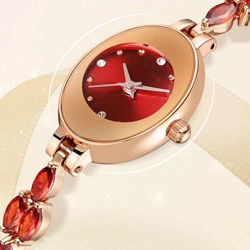 Δώρα για γυναίκες το 2025 💝🥰⌚ Γυναικείο ρολόι με χρωματιστά ζιργκόν σε μπρασελέ-GR