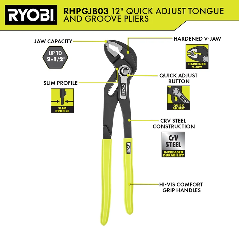 12" Quick Adjust Tongue and Groove Plier