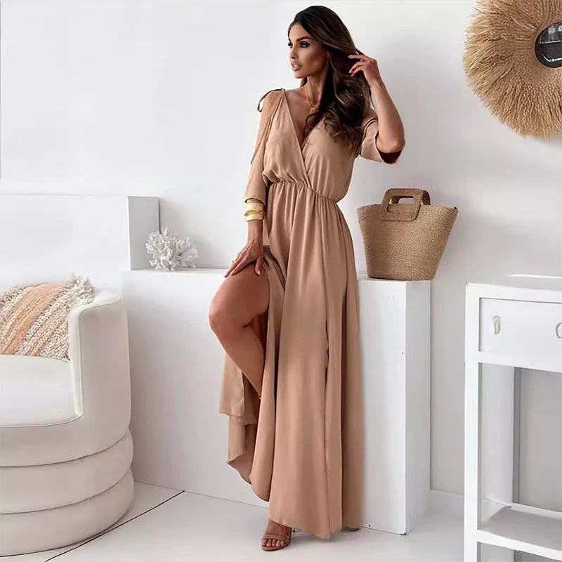 【💖Νέα Προϊόντα 2025】👗Κομψό, σέξι φόρεμα για γυναίκες με μυτερή λαιμόκοψη-GR