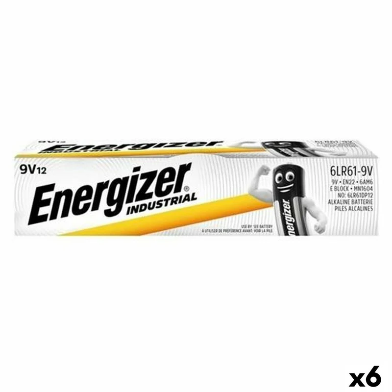 Pilas Alcalinas Energizer 9 V 6LR61 12 Piezas (6 Unidades)