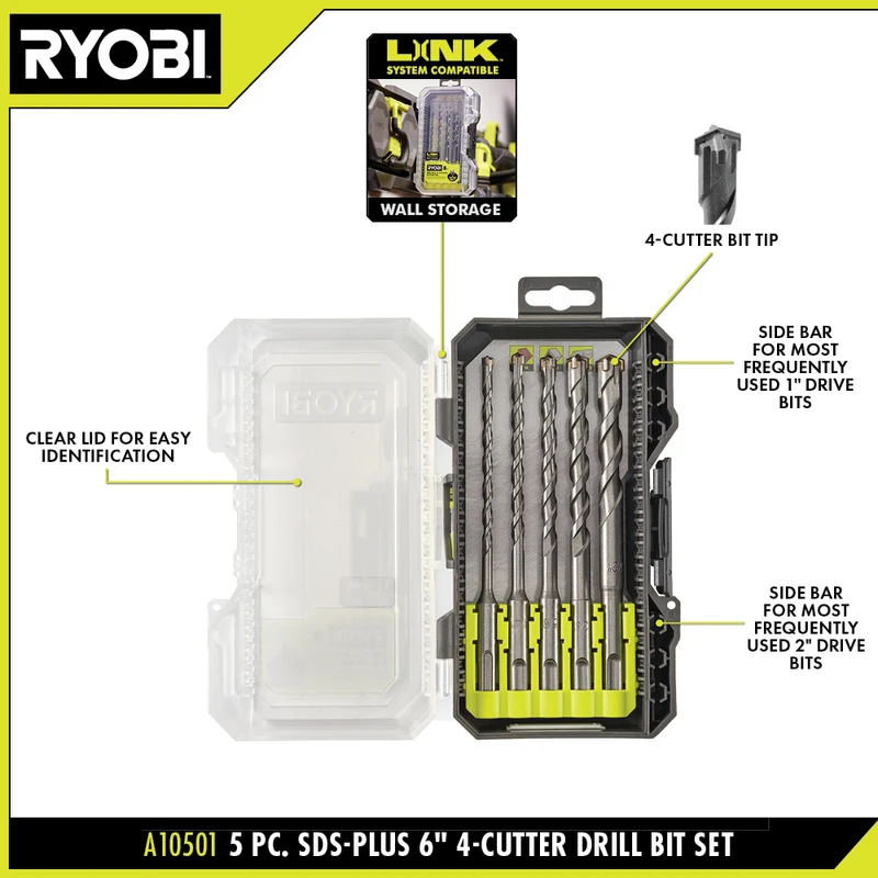 5 PC. SDS-Plus 6" 4-Cutter Drill Bit Set