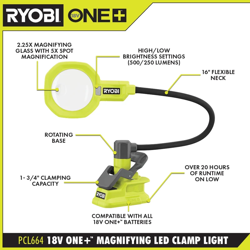 ONE+ 18V Magnifying Clamp Light Kit