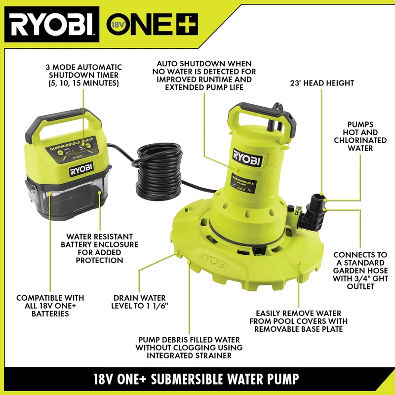 18V ONE+ 20 GPM Submersible Water Transfer Pump Kit