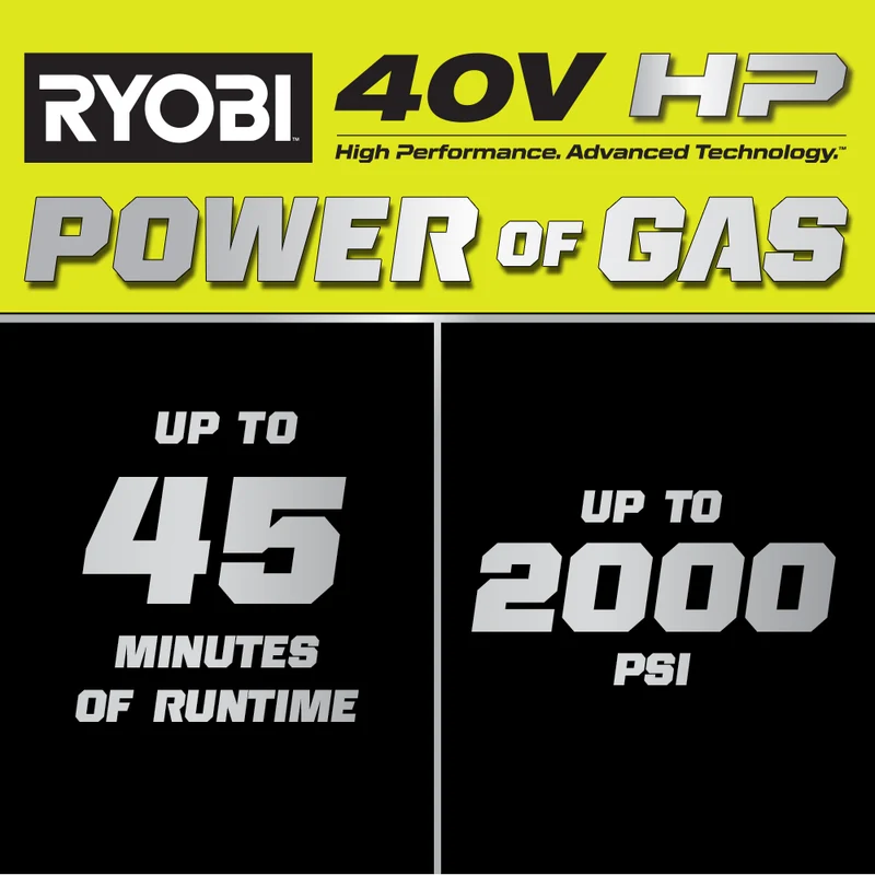 40V HP Brushless WHISPER SERIES 2000 PSI Pressure Washer