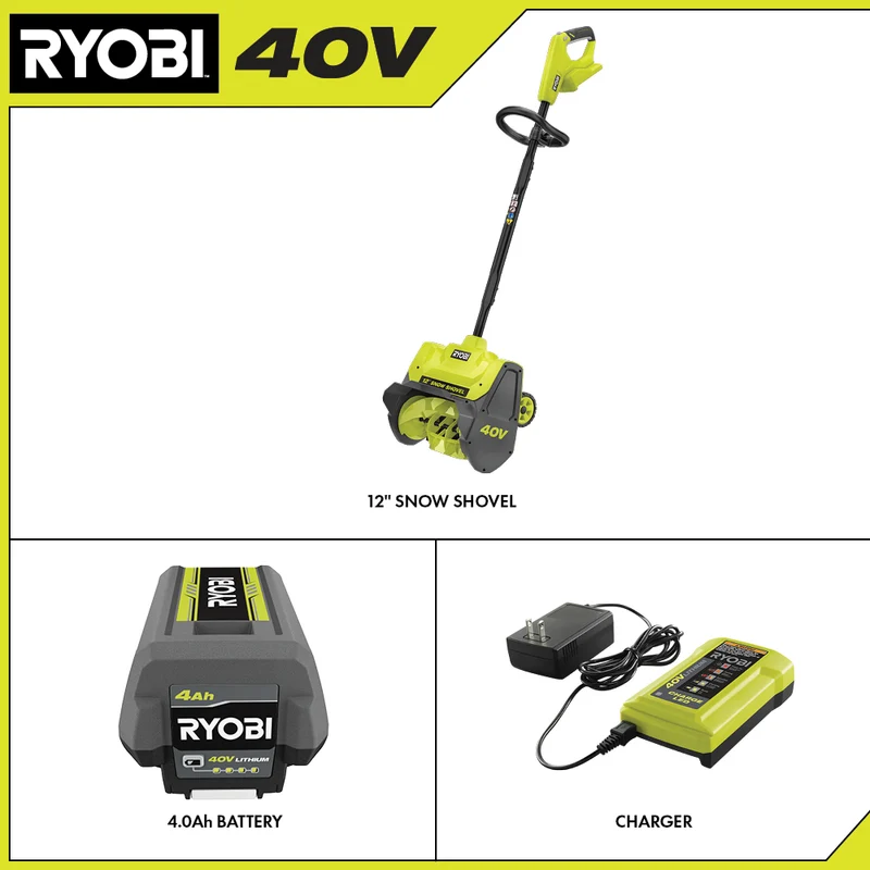 40V 12" Wheeled Snow Shovel Kit