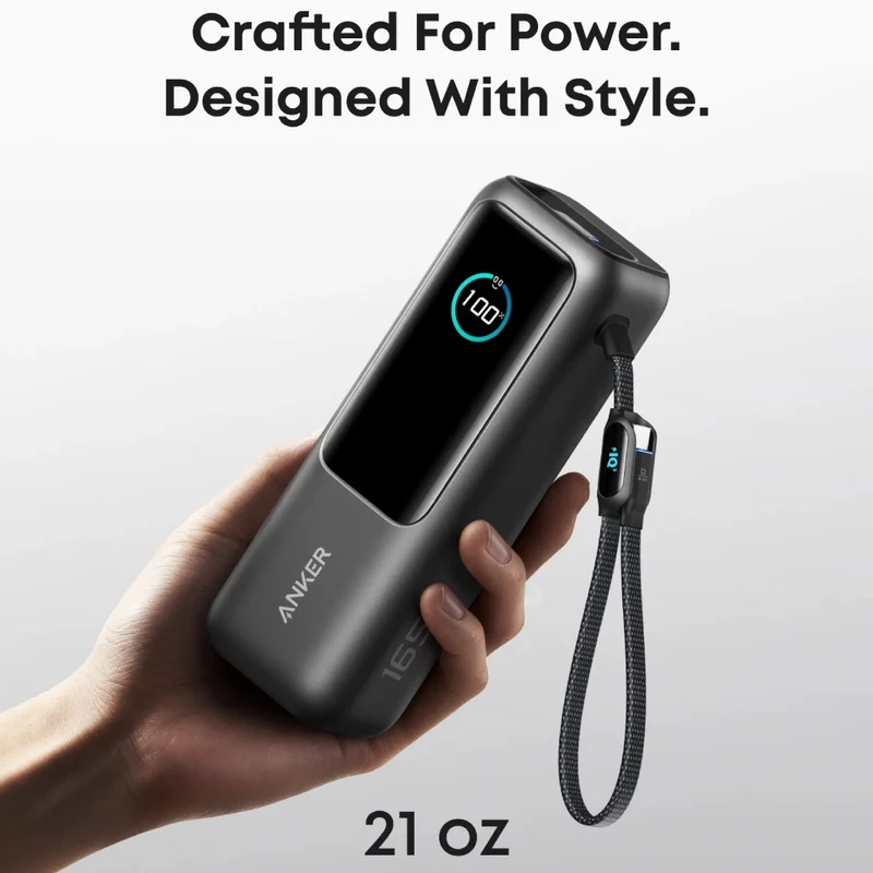 Anker Power Bank Batería Externa 25,000 mAh y 165 W con Cable USB-C, A1695H11