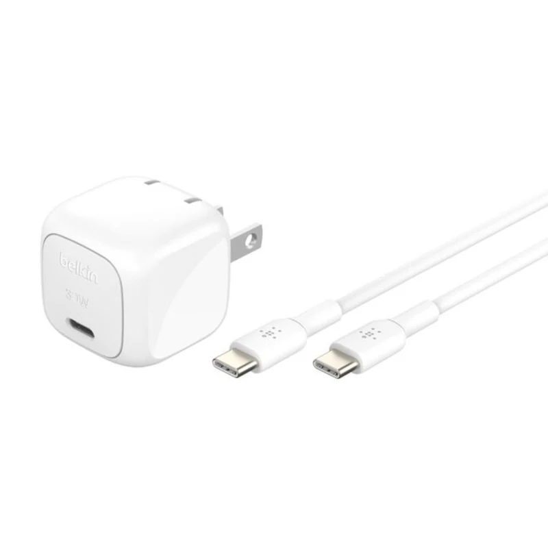 Belkin Cargador de Pared con Cable USB-C 30 W, WCA008DQ1MWH-B6