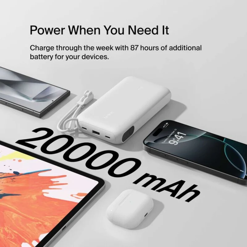Belkin Power Bank Batería Externa BoostCharge 20K con Pantalla, BPB028fq