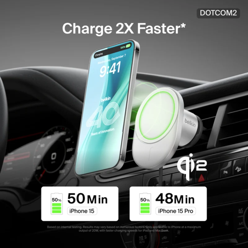 Belkin Holder de Carga Inalámbrica Boost Charge Pro para Carro, WIC008btGR-V2