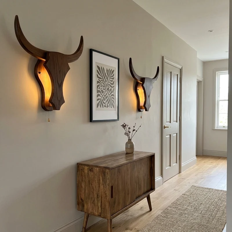Iron Wooden Bull Led Light
