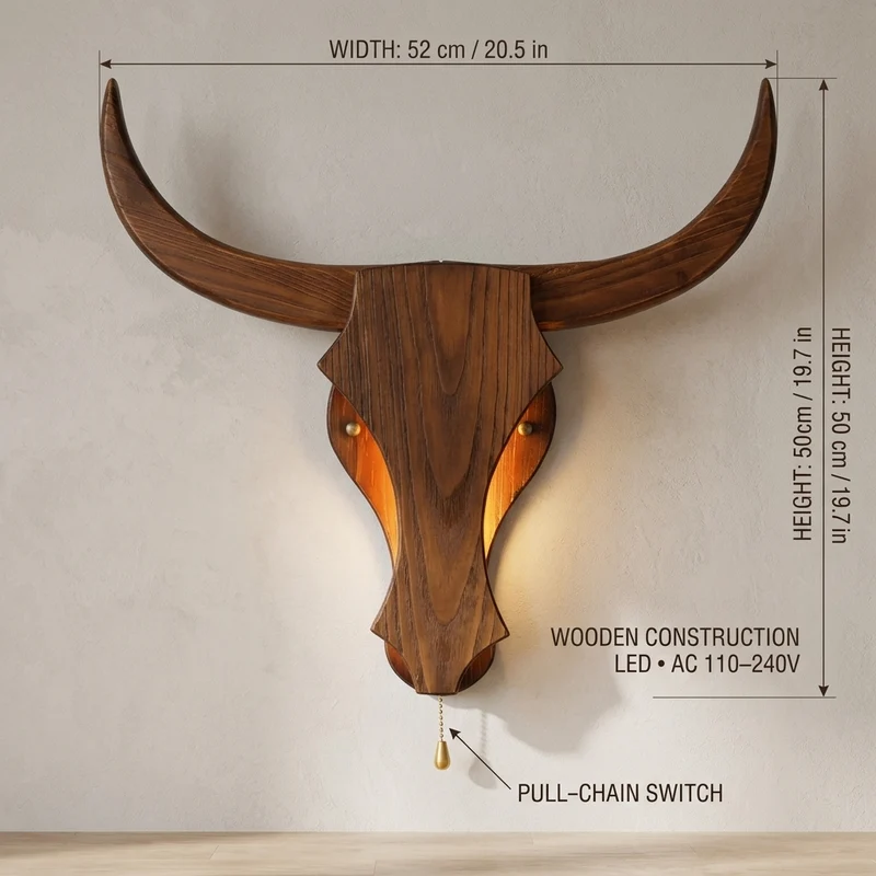 Iron Wooden Bull Led Light