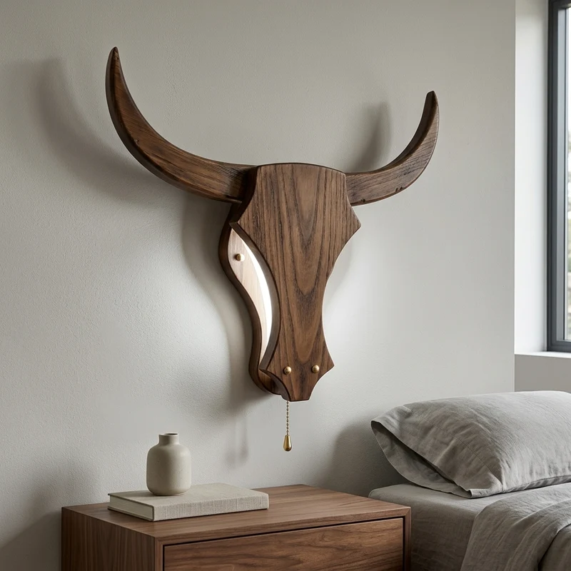 Iron Wooden Bull Led Light