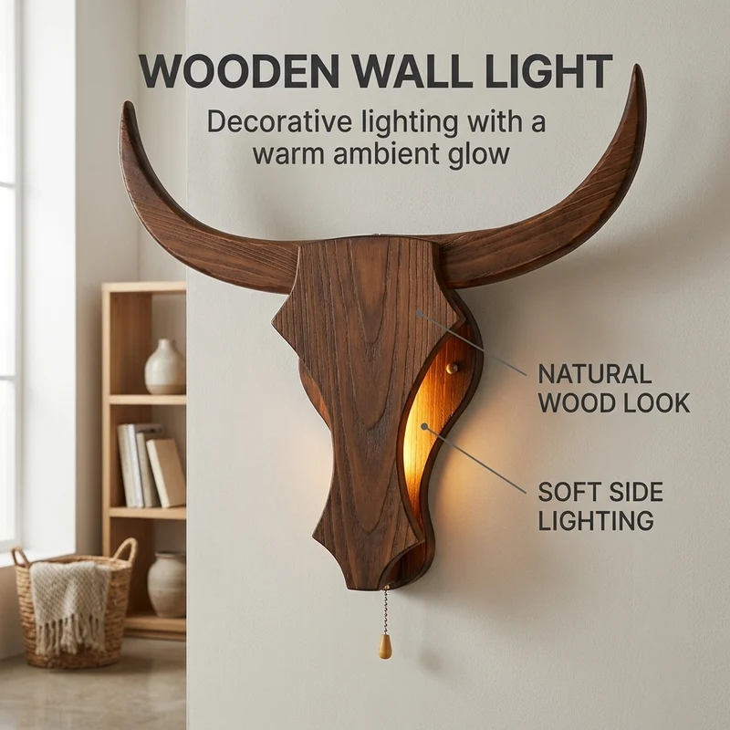 Iron Wooden Bull Led Light