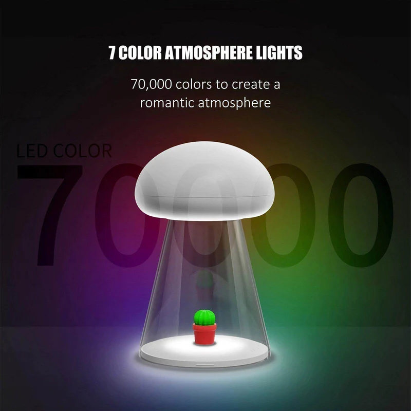Rechargeable White Cactus USB Mushroom Night Lamp