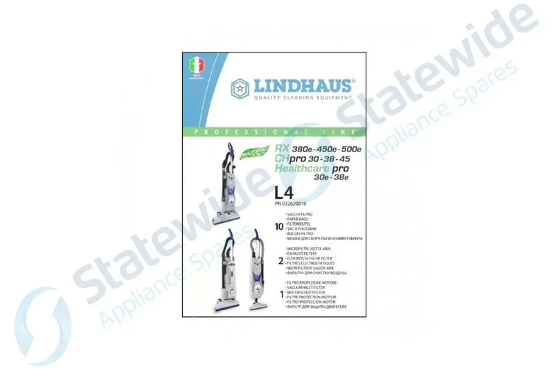 Lindhaus L4 Upright Vacuum Paper Bag (10 Pack)-Genuine
