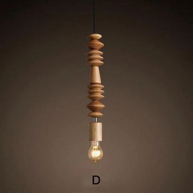 Retro Style Nature Oak Wooden Pendant Lamp