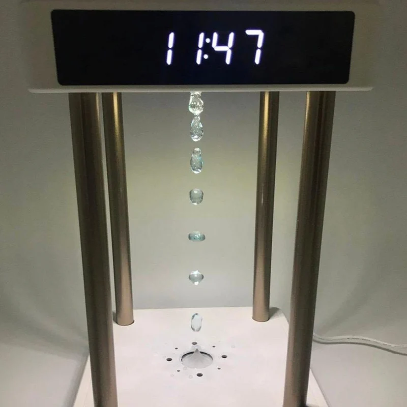 Anti Gravity Levitating Water Drops Hourglass Fountain Lamp