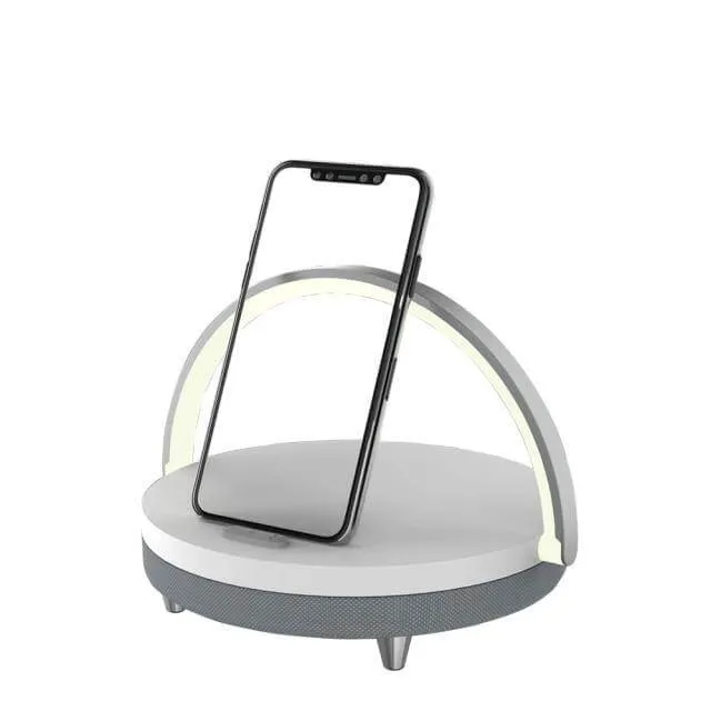Wooden Base Wireless Charger Speaker Table Lamp