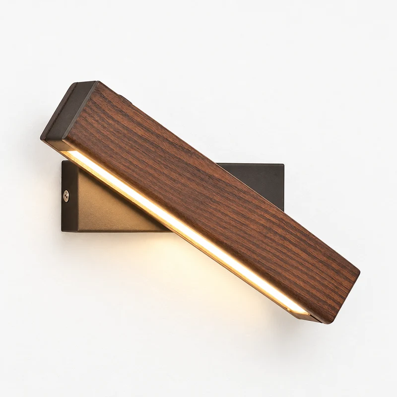 Modern Rotated Nordic Solid Wood Wall LED Lamp
