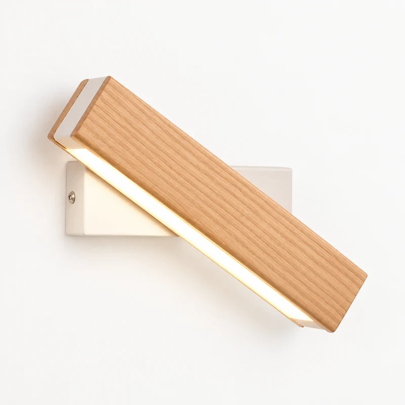 Modern Rotated Nordic Solid Wood Wall LED Lamp