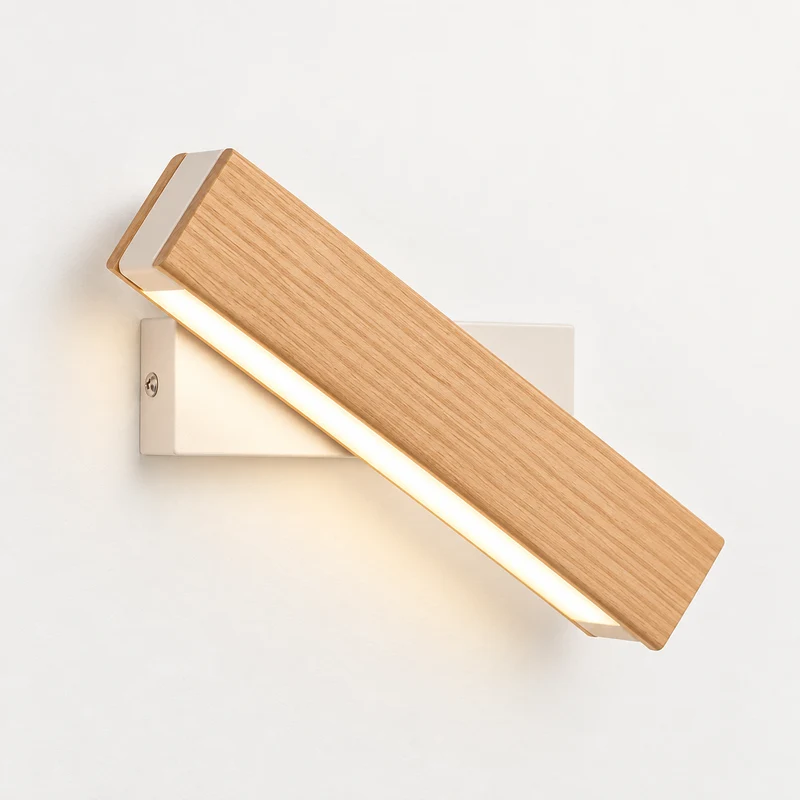 Modern Rotated Nordic Solid Wood Wall LED Lamp