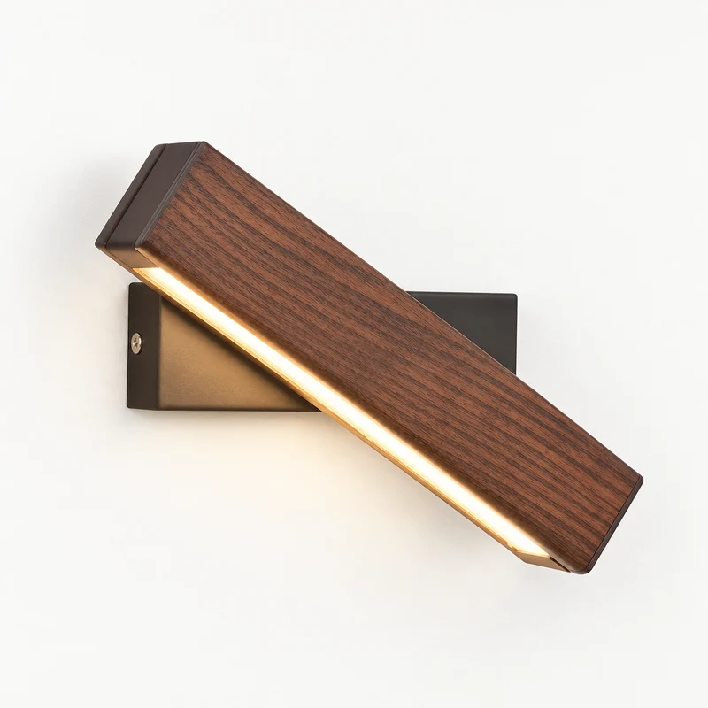 Modern Rotated Nordic Solid Wood Wall LED Lamp