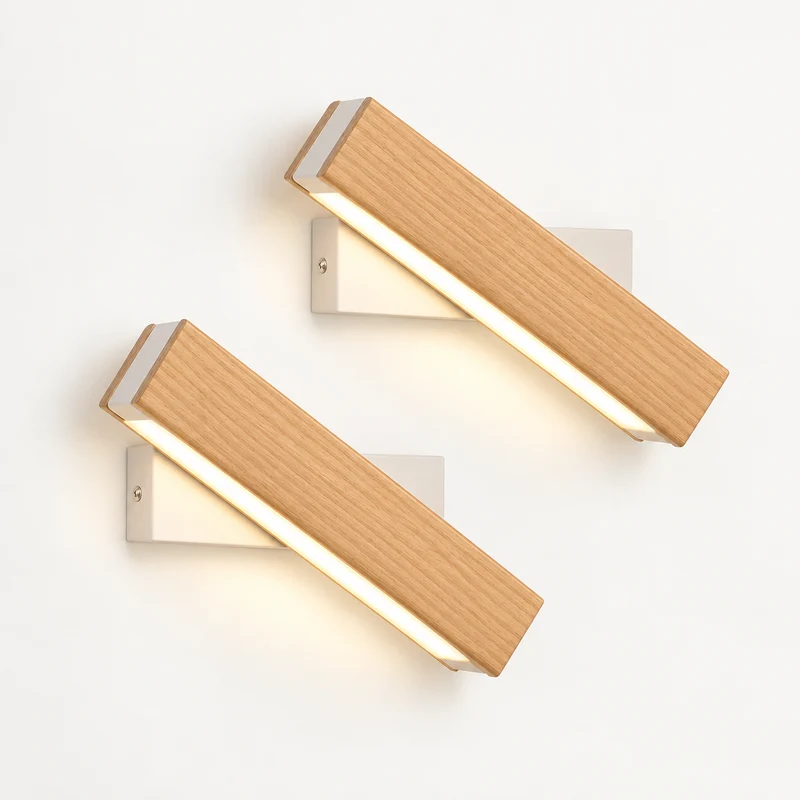 Modern Rotated Nordic Solid Wood Wall LED Lamp