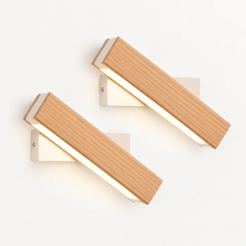 Modern Rotated Nordic Solid Wood Wall LED Lamp