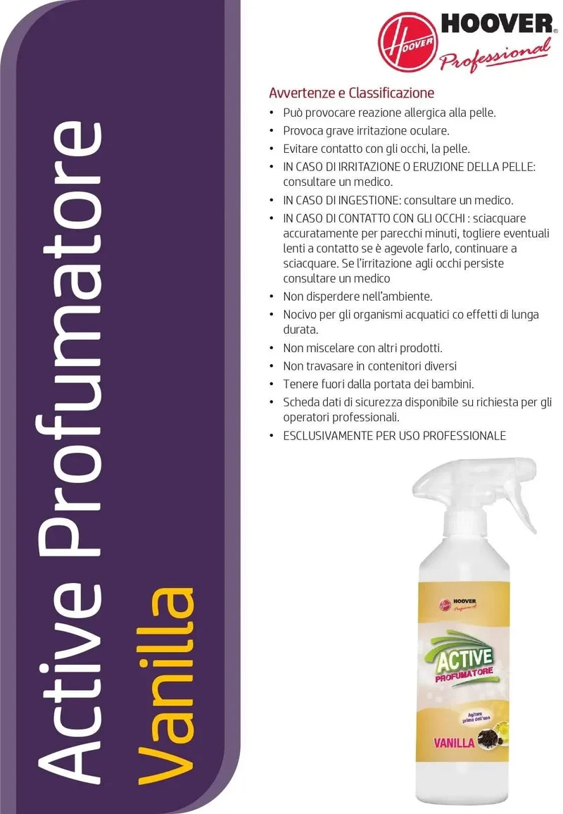Profumatore spray active vanilla 600ml Hoover