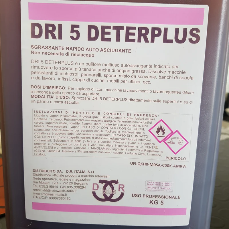 Detergente in tanica da 5lt DRI5 sgrassante Rotowash