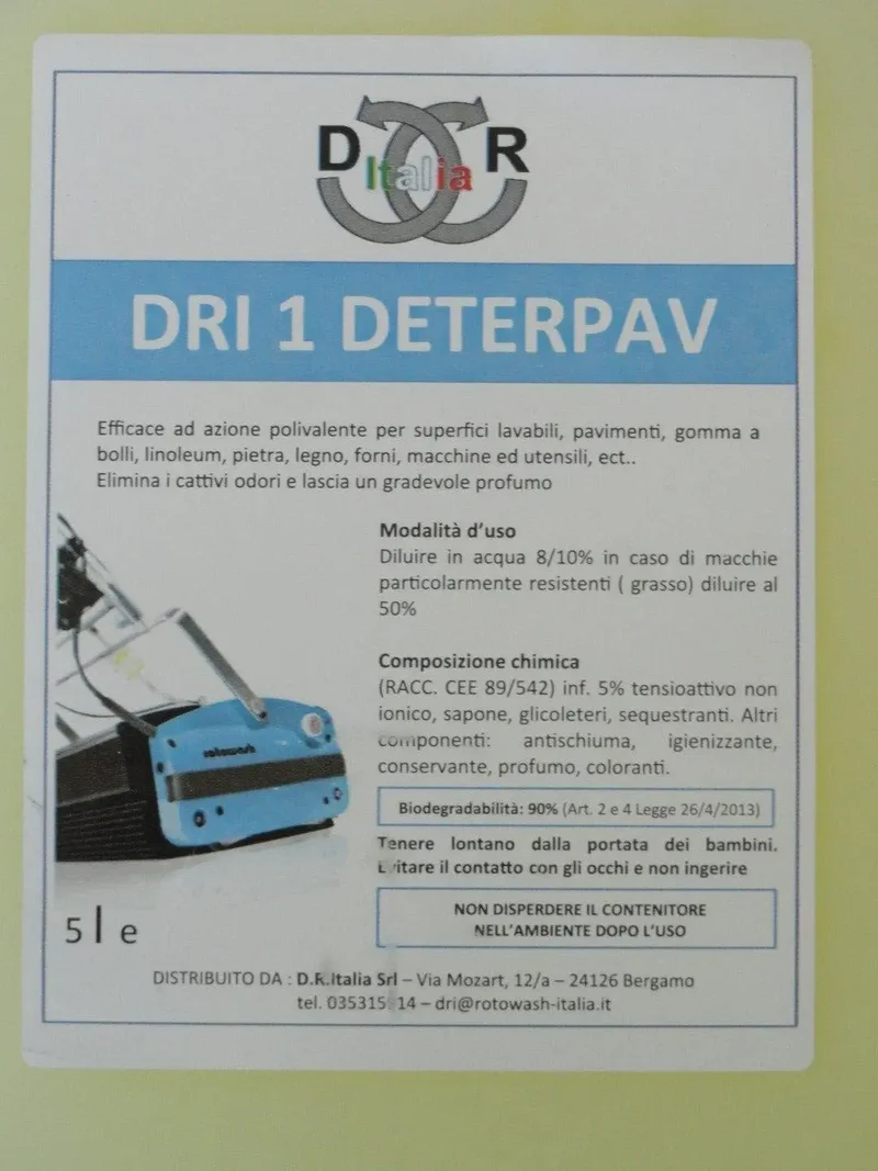 Detergente in tanica da 5lt polivalente per superfici rigide Rotowash