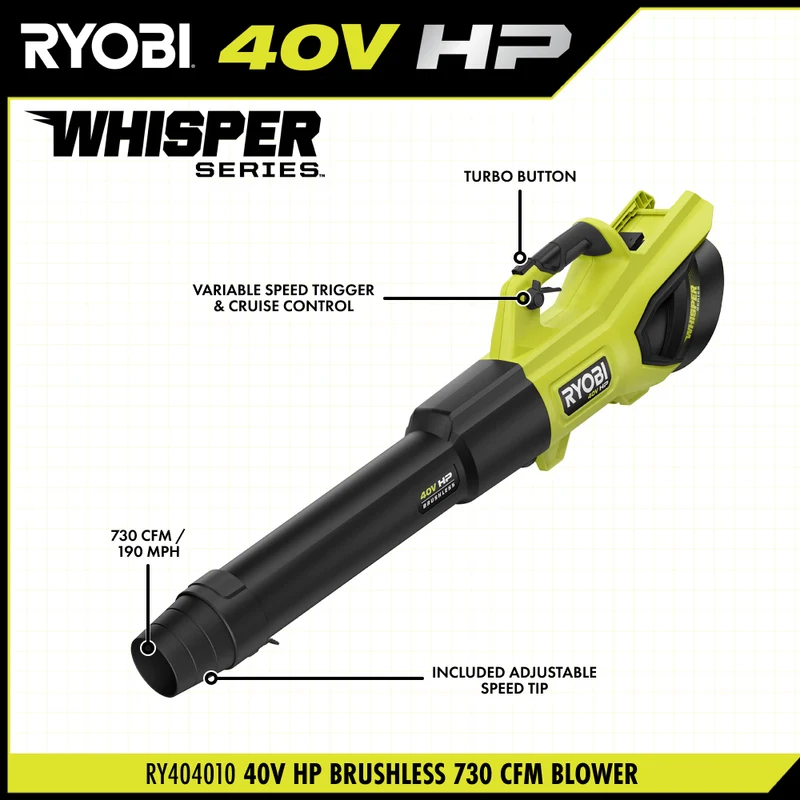 40V HP Brushless 730 CFM WHISPER SERIES Blower