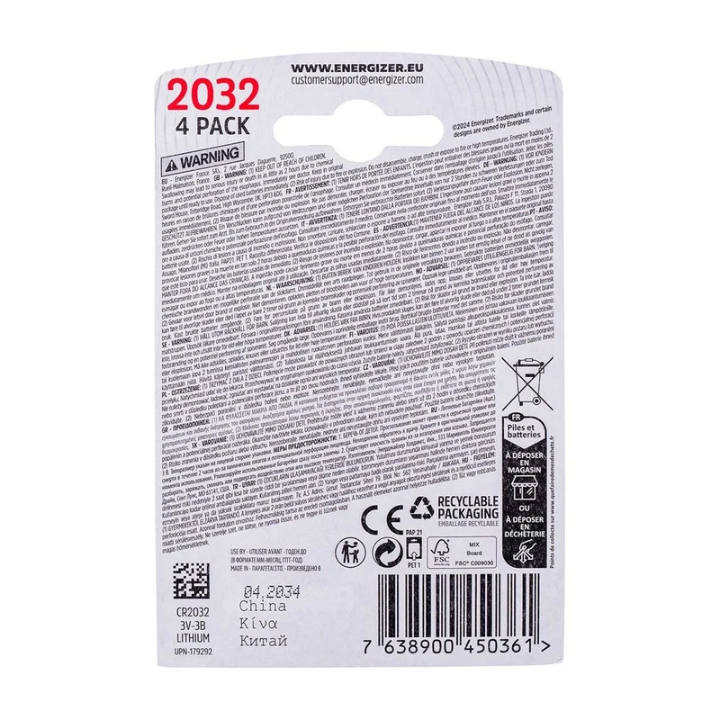 Pila de Litio Energizer 450362 3 V (4 Unidades)