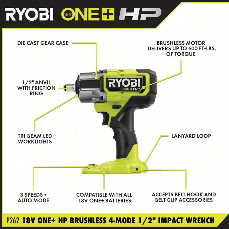 18V ONE+ HP Brushless 4-Mode 1/2" Impact Wrench