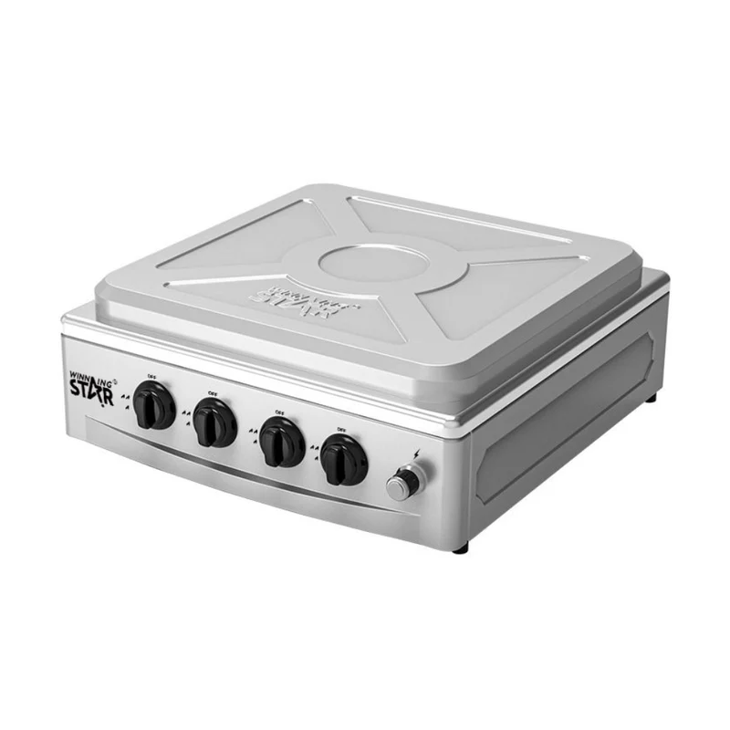 Winning Star Plantilla de Gas 4 Quemadores con Tapa, St-9658