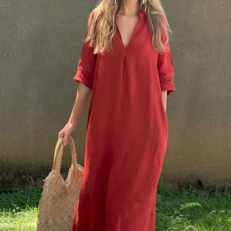🌸Vasaras karstā izpārdošana🍃Eleganta kleita ar šķēluma izgriezumu