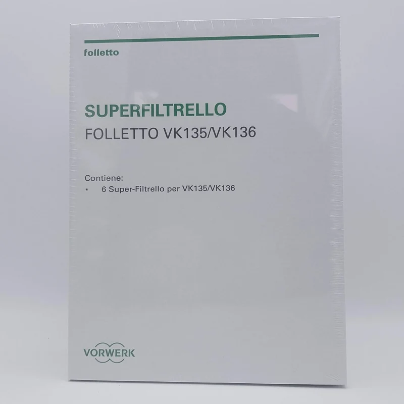 Confezione 6 sacchetti super filtrello vk135/6 Vorwerk Folletto
