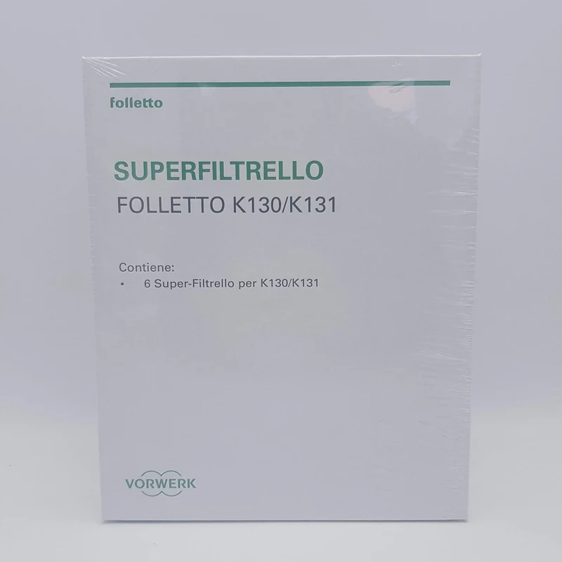 Confezione 6 sacchetti super filtrello VK130, VK131 Vorwerk Folletto