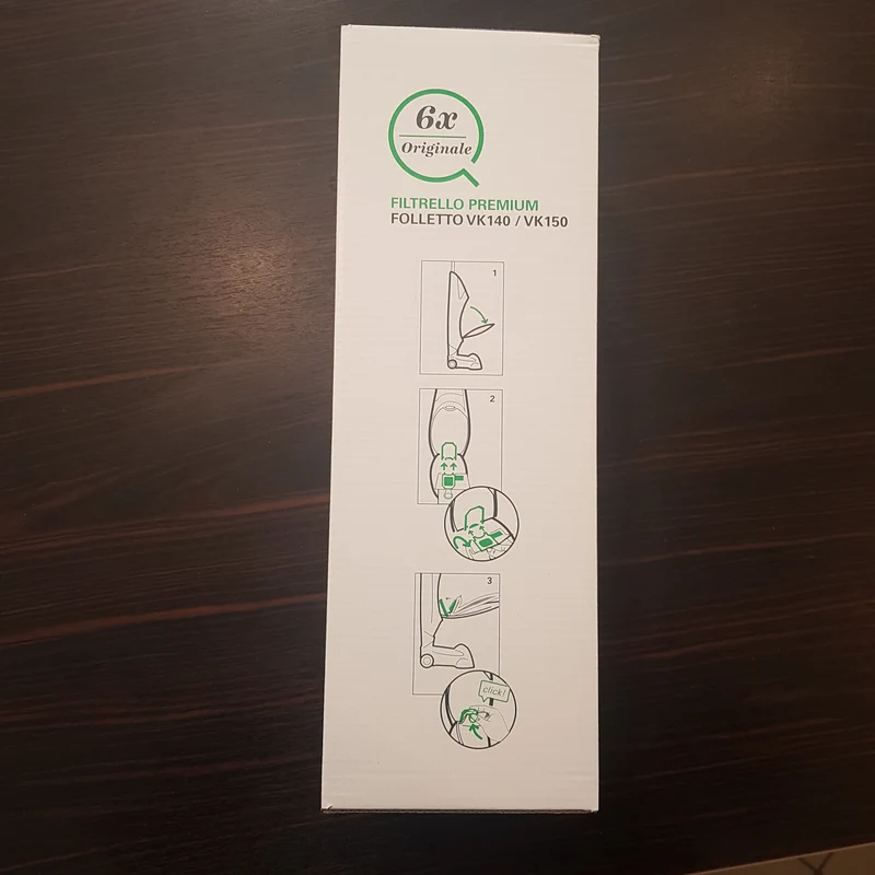Confezione 6 sacchetti filtrello premium FP140 per VK140 e VK150 Vorwerk Folletto