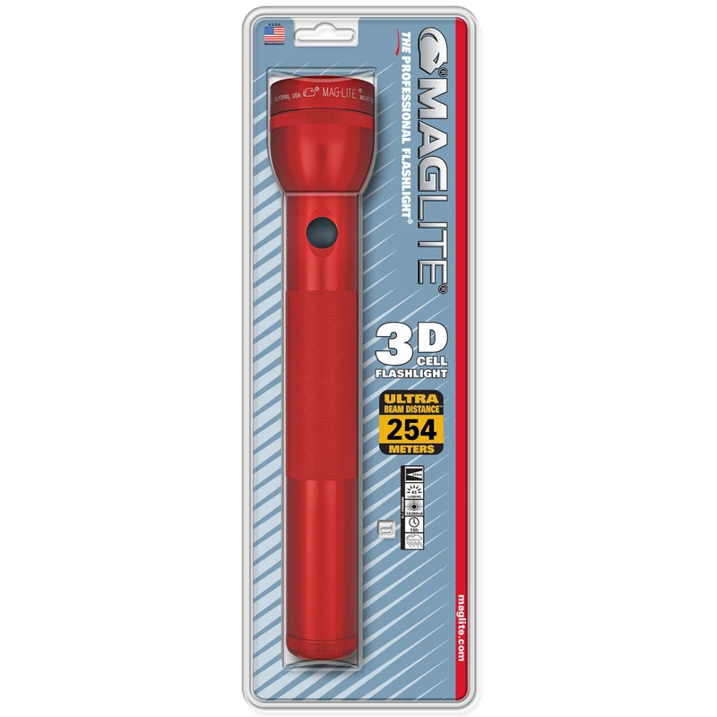 Maglite® Classic 3-Zellen D Glühbirnen-Taschenlampe – 269 Meter Leuchtweite, bis zu 9 Stunden und 28 Minuten Laufzeit & 60 Lumen