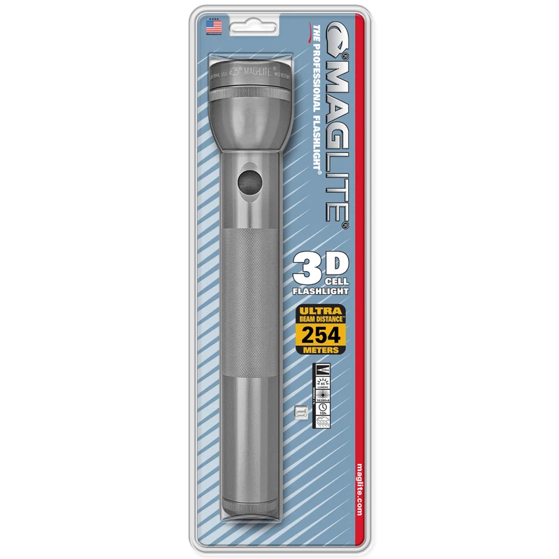 Maglite® Classic 3-Zellen D Glühbirnen-Taschenlampe – 269 Meter Leuchtweite, bis zu 9 Stunden und 28 Minuten Laufzeit & 60 Lumen