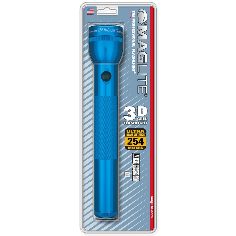 Maglite® Classic 3-Zellen D Glühbirnen-Taschenlampe – 269 Meter Leuchtweite, bis zu 9 Stunden und 28 Minuten Laufzeit & 60 Lumen